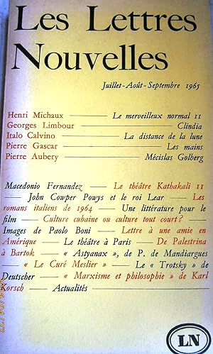 Les Lettres nouvelles Juillet-août-septembre 1965 : Michaux - Limbour - Calvino - Gascar - Aubery...