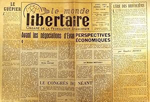 Le Monde libertaire N° 69. Organe de la Fédération anarchiste. Mensuel. Avril 1961.