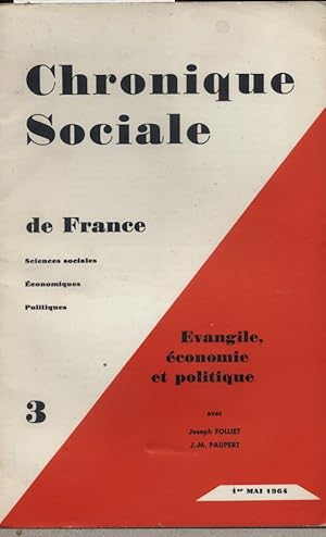 Seller image for Chronique sociale de France N 3 - 1964. Evangile, conomie et politique. 1er mai 1964. for sale by Librairie Et Ctera (et caetera) - Sophie Rosire