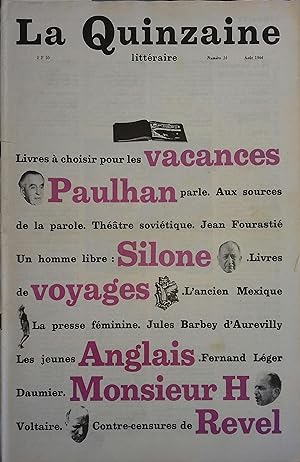 La Quinzaine Littéraire N° 10. Août 1966.