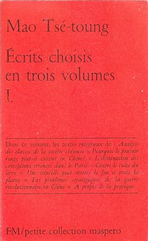 Imagen del vendedor de Ecrits choisis en trois volumes. tome 1 seul. a la venta por Librairie Et Ctera (et caetera) - Sophie Rosire