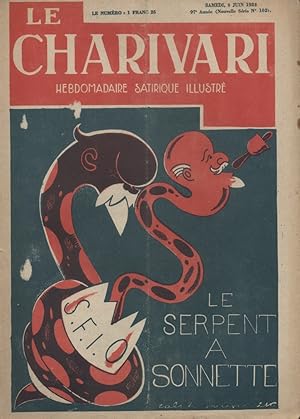 Bild des Verkufers fr Le Charivari N 102. Hebdomadaire satirique illustr. 9 juin 1928. zum Verkauf von Librairie Et Ctera (et caetera) - Sophie Rosire