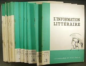 L'information littéraire. Revue illustrée - 5 numéros par an. Ensemble de 15 numéros entre 1957 e...