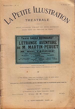 Seller image for La Petite illustration thtrale N 23 : L'trange aventure de M. Martin-Pquet, pice de Pierre Chane. 31 juillet 1920. for sale by Librairie Et Ctera (et caetera) - Sophie Rosire