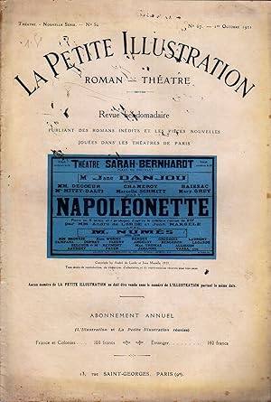 Imagen del vendedor de La Petite illustration thtrale N 50 : Napolonette, pice de Andr de Lorde et Jean Marsle, d'aprs Gyp. 1er octobre 1921. a la venta por Librairie Et Ctera (et caetera) - Sophie Rosire