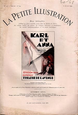 Seller image for La Petite illustration thtrale N 234 : Karl et Anna, pice de Lonhard Frank, version franaise de Jean-Richard Bloch. 6 juillet 1929. for sale by Librairie Et Ctera (et caetera) - Sophie Rosire