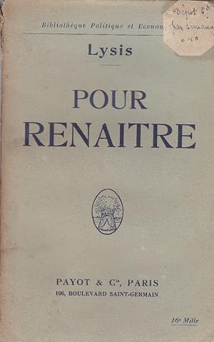 Seller image for Pour renatre. for sale by Librairie Et Ctera (et caetera) - Sophie Rosire