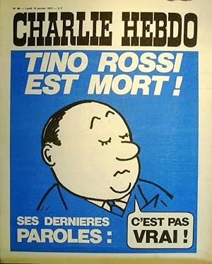 Charlie Hebdo N° 60. Couverture de Wolinski: Tino Rossi est mort! 10 janvier 1972.