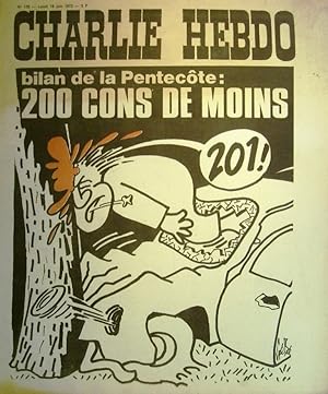 Charlie Hebdo N° 135. Couverture de Gébé : Bilan de la Pentecôte - 200 cons de moins. 18 juin 1973.