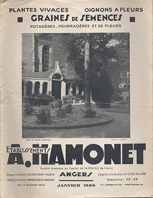 Etablissements A. Hamonet - Angers. Catalogue de janvier 1958. Plantes vivaces, oignons à fleurs,...