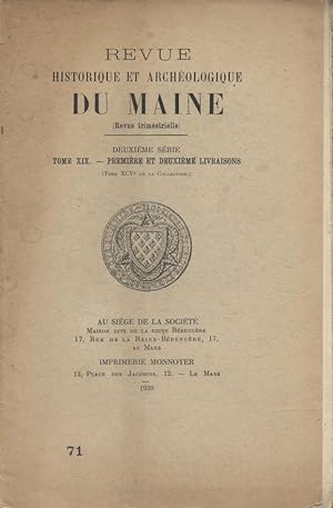 Seller image for Revue historique et archologique du Maine. Deuxime srie. Tome XIX. Premire et deuxime livraisons. for sale by Librairie Et Ctera (et caetera) - Sophie Rosire