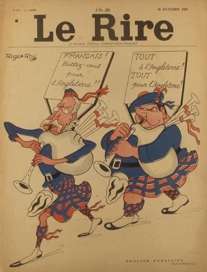 Imagen del vendedor de Le Rire N 873 : Dessin de Roger Roy en couverture : English publicity - Lon Blum et Edouard Herriot. 29 octobre 1935. a la venta por Librairie Et Ctera (et caetera) - Sophie Rosire