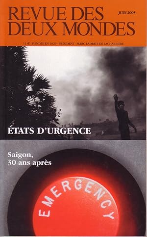 Bild des Verkufers fr Revue des deux mondes N 6, juin 2005. Etats d'urgence. zum Verkauf von Librairie Et Ctera (et caetera) - Sophie Rosire