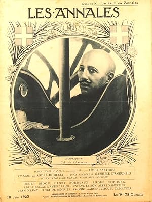 Bild des Verkufers fr Les Annales politiques et littraires N 2085. Gabriele d'Annunzio en couverture. 10 juin 1923. zum Verkauf von Librairie Et Ctera (et caetera) - Sophie Rosire