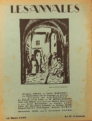 Bild des Verkufers fr Les Annales politiques et littraires N 2354. 15 mars 1930. zum Verkauf von Librairie Et Ctera (et caetera) - Sophie Rosire