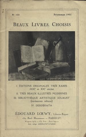 Beaux livres choisis. N° 122. Printemps 1951. Catalogue de libraire.