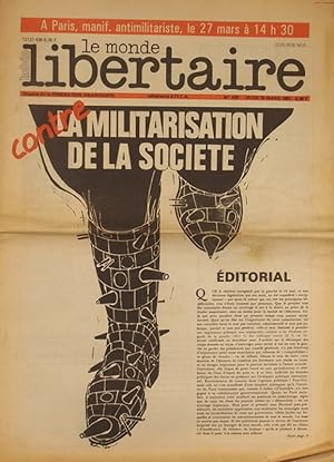 Le Monde libertaire N° 436. Organe de la Fédération anarchiste. Hebdomadaire. Contre la militaris...