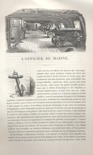 Les Français peints par eux-mêmes. L'officier de marine - Le capitaine de commerce. Vers 1840.