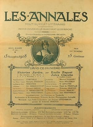 Bild des Verkufers fr Les Annales politiques et littraires N 1325. 15 novembre 1908. zum Verkauf von Librairie Et Ctera (et caetera) - Sophie Rosire