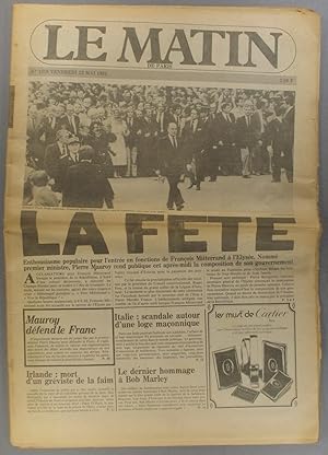 Le Matin de Paris N° 1318 du vendredi 22 mai 1981. La fête.