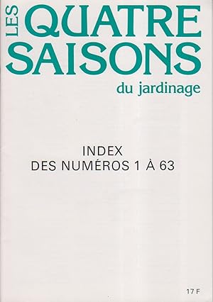 Les quatre saisons du jardinage. Index des 63 premiers numéros.