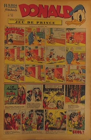 Seller image for Hardi prsente Donald. N 193. Hebdomadaire. Bandes dessines : Donald - Le Pre Lacloche - Bob Rilet - Le cow-boy masqu - Pim! Pam! Poum! - Luc Bradefer - Les aventures de Dick - Mandrake - Le roi de la police monte - D. D. Mystre 3 dcembre 1950. for sale by Librairie Et Ctera (et caetera) - Sophie Rosire