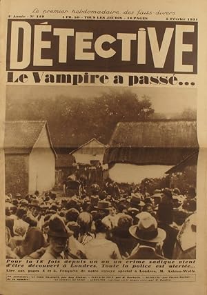 Détective N° 119. Le premier hebdomadaire des faits-divers. Le vampire de Londres - Les épaves de...