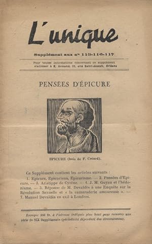 L'Unique. Bulletin mensuel d'Emile Armand paru en supplément au numéro 115-116-117 de la revue Dé...