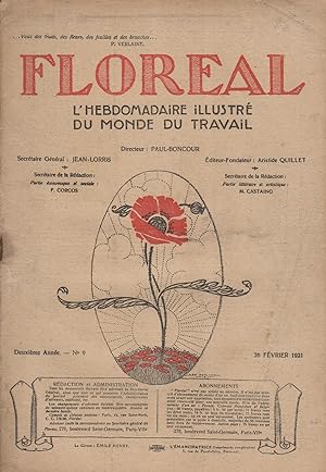 FLOREAL 1921 N° 9. L'hebdomadaire illustré du monde du travail. Kropotkine. 26 février 1921.