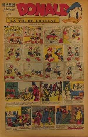 Hardi présente Donald. N° 179. Hebdomadaire. Bandes dessinées : Donald - Le Père Lacloche - Bob R...