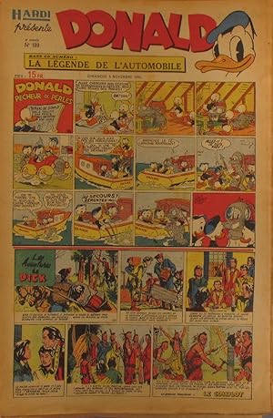 Seller image for Hardi prsente Donald. N 189. Hebdomadaire. Bandes dessines : Donald - Le Pre Lacloche - Bob Rilet - Le cow-boy masqu - Pim! Pam! Poum! - Luc Bradefer - Les aventures de Dick - Mandrake - Le roi de la police monte - D. D. Mystre 5 novembre 1950. for sale by Librairie Et Ctera (et caetera) - Sophie Rosire