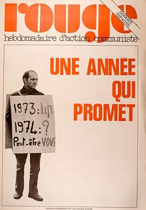 Bild des Verkufers fr Rouge N 235. Hebdomadaire d'action communiste. Une anne qui promet. 28 dcembre 1973. zum Verkauf von Librairie Et Ctera (et caetera) - Sophie Rosire