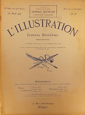 Imagen del vendedor de L'Illustration N 3869. Avec le portrait hors texte du Gnral Micheler. L'offensive franaise. 28 avril 1917. a la venta por Librairie Et Ctera (et caetera) - Sophie Rosire