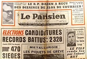 Le Parisien libéré. 11 juin 1968. Elections: 2328 canditatures 11 juin 1968.