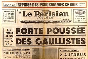 Le Parisien libéré. 24 juin 1968. Forte poussée des gaullistes? 24 juin 1968.