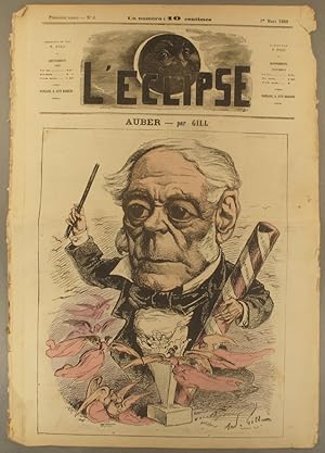 L'éclipse N° 6. Auber, couverture illustrée en couleurs par André Gill. 1er mars 1869.