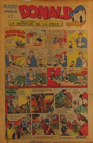 Hardi présente Donald. N° 211. Hebdomadaire. Bandes dessinées : Donald - Les aventures de Dick - ...