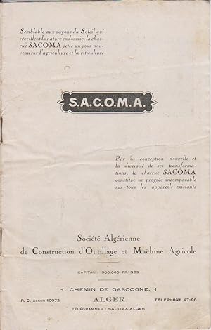 Catalogue S.A.C.O.M.A. Notice de la charrue transformable Sacoma. Vers 1930.