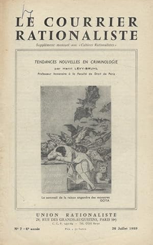 Le Courrier rationaliste 6e année N° 7. Supplément mensuel aux cahiers rationalistes. 26 juillet ...