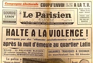 Le Parisien libéré. 12 juin 1968. Halte à la violence! 12 juin 1968.