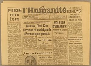 L'Humanité. Nouvelle série N° 261. Organe central du Parti communiste français. 14 juin 1945.