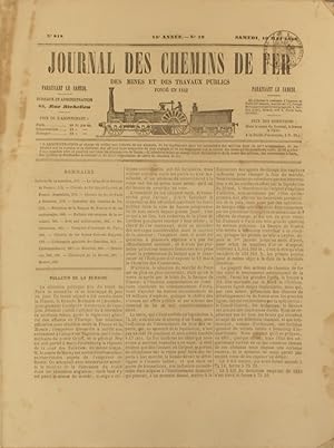 Journal des chemins de fer des mines et des travaux publics N° 818. Samedi 10 mai 1856.