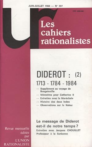 Les cahiers rationalistes N° 397 : Diderot (2). Juin-juillet 1984.