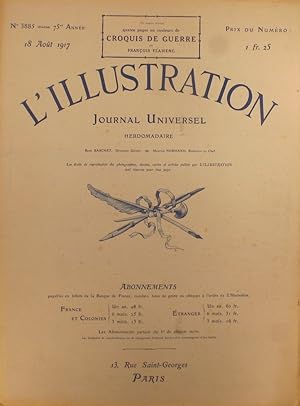 Imagen del vendedor de L'Illustration N 3885. Sans l'encart en couleurs de Flameng. Sans les publicits. 18 aot 1917. a la venta por Librairie Et Ctera (et caetera) - Sophie Rosire