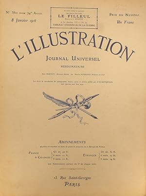 L'Illustration N° 3801. Sans la gravure hors texte. Avec les planches 133 à 136 du tableau d'honn...