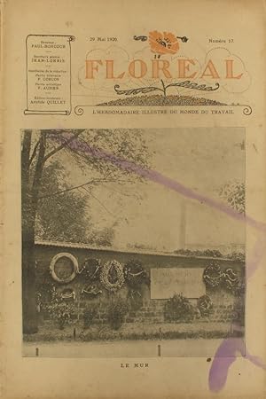 Floréal 1920 N° 17. L'hebdomadaire illustré du monde du travail. Le mur des fédérés. 29 mai 1920.