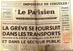 Le Parisien libéré. 5 juin 1968. La grève se poursuit dans les transports et dans le secteur publ...