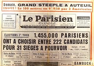 Le Parisien libéré. 22 et 23 juin 1968. Elections premier tour 22 juin 1968.