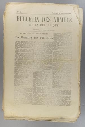 Imagen del vendedor de Bulletin des armes de la Rpublique N 48. Rserv  la zone des armes. Contient le tableau d'honneur, citations  l'ordre de l'arme. 25 novembre 1914. a la venta por Librairie Et Ctera (et caetera) - Sophie Rosire