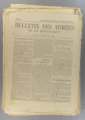 Imagen del vendedor de Bulletin des armes de la Rpublique N 57. Rserv  la zone des armes. Contient le tableau d'honneur, citations  l'ordre de l'arme. 24-27 dcembre 1914. a la venta por Librairie Et Ctera (et caetera) - Sophie Rosire